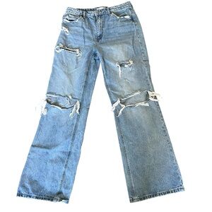 Distressed Blue Jeans flying monkey high rise